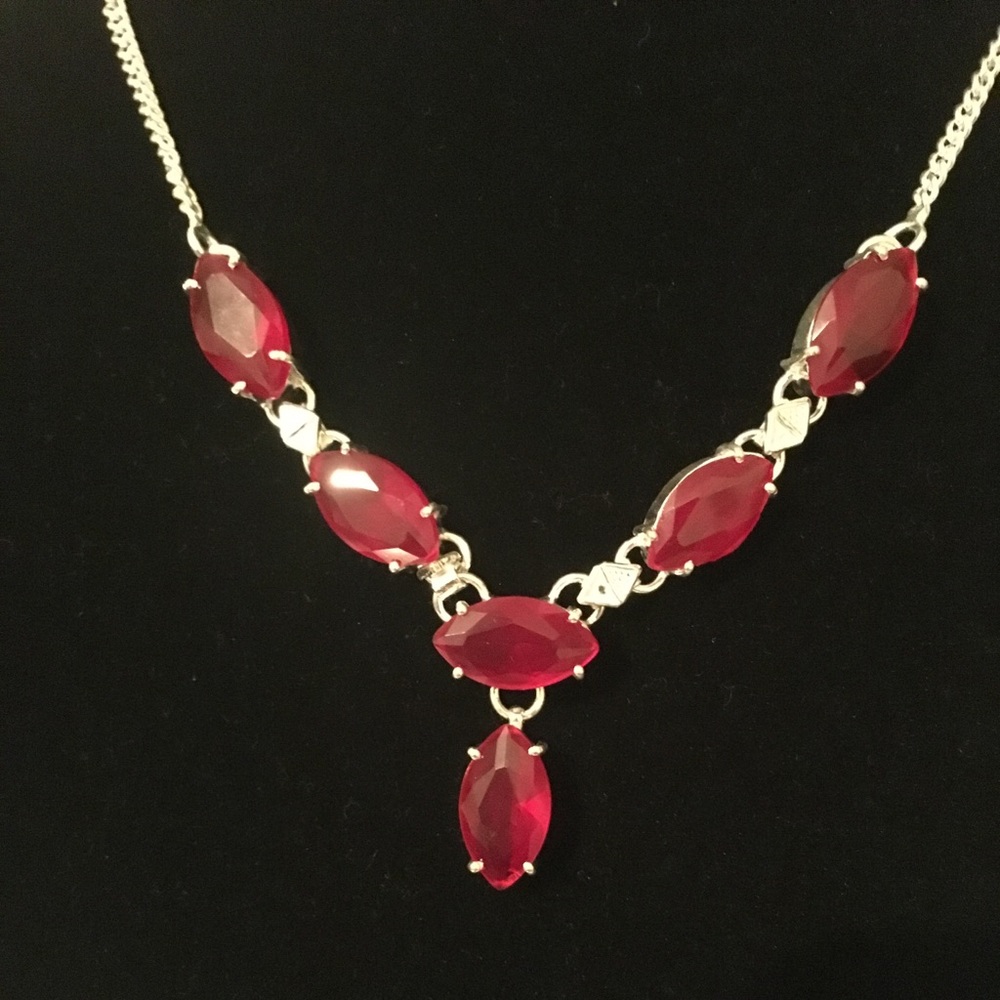 Brilliant RED TOPAZ Sterling Silver Necklace